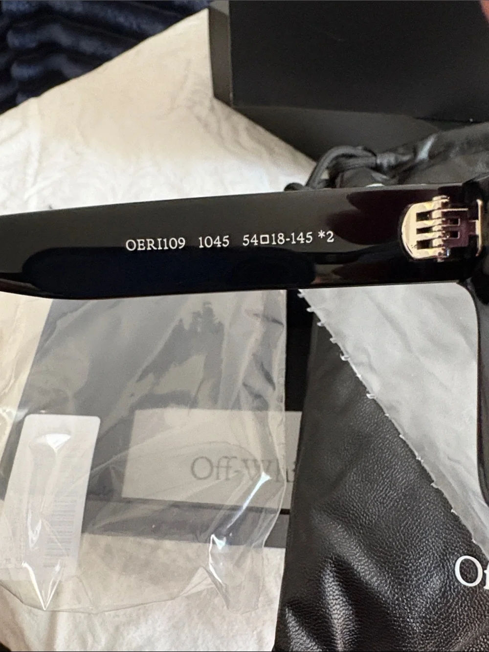 Off-White Black Frame Sunglasses with Blue Lenses